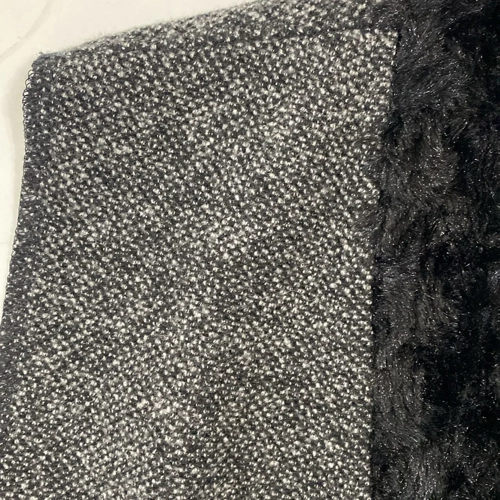 Tribal Jeans Sweater Vest Women's Small Drapey Faux Fur‎ Neckline Tweed